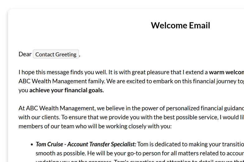 Financial Advisors, you can depend on your team to send out consistent client communications using Pulse360 Documents