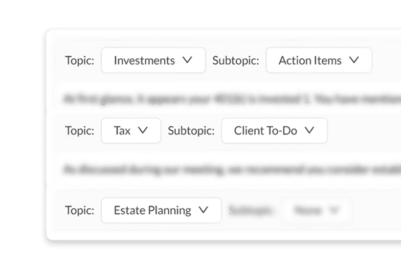 For financial advisors, you can use Topics and Subtopics to organize financial advice in Pulse360